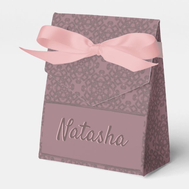 Personalized Dusty Rose Pattern Favour Box (Front Side)