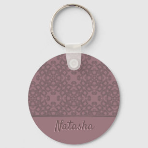 Personalized Dusty Rose Pattern Key Ring