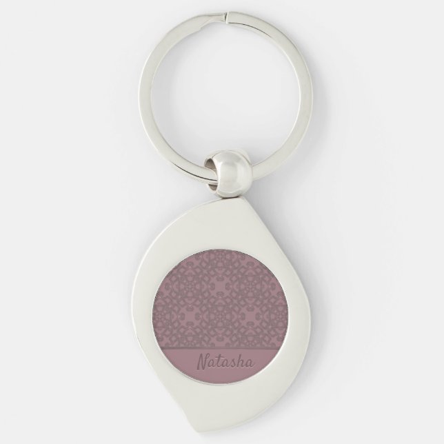 Personalized Dusty Rose Pattern Key Ring (Front)