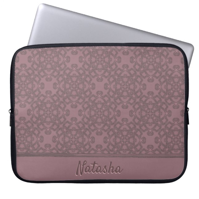 Personalized Dusty Rose Pattern Laptop Sleeve (Front)