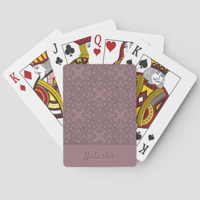 Personalized Dusty Rose Pattern Playing Cards (Back)