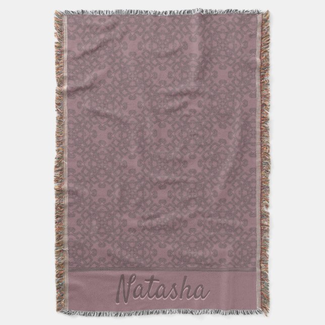 Personalized Dusty Rose Pattern Throw Blanket (Front Vertical)