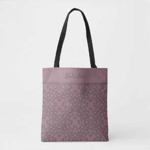 Personalized Dusty Rose Pattern Tote Bag