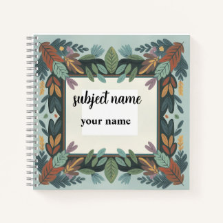 Personalized Earthy Botanical Frame Notebook