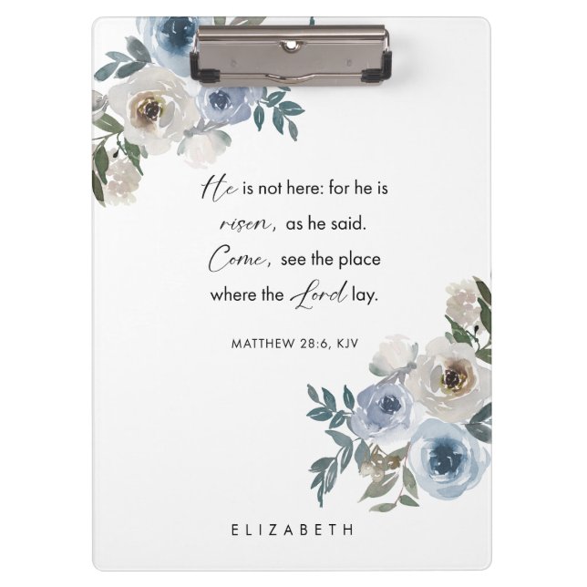 Personalized Easter Bible Verse Floral Christian Clipboard (Front)