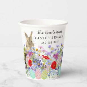 Personalized Easter Brunch Egg Hunt Bunny Floral Paper Cups