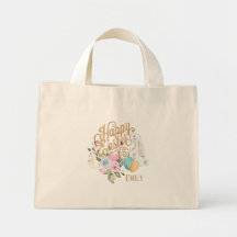 Personalized Easter Bunny And Eggs Tote Bag