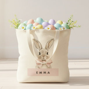 Personalized Easter Bunny Custom Name Tote Bag