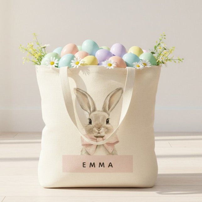 Personalized Easter Bunny | Custom Name  Tote Bag (Creator Uploaded)