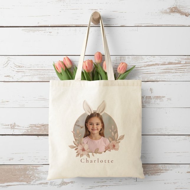 Personalized Easter Bunny Photo Tote Bag  (Creator Uploaded)