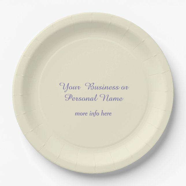 personalized ecru color - elegant paper plate (Front)