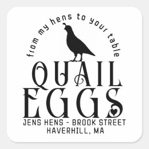 PERSONALIZED EGG CARTON LOGO Quail Eggs with Heart Square Sticker