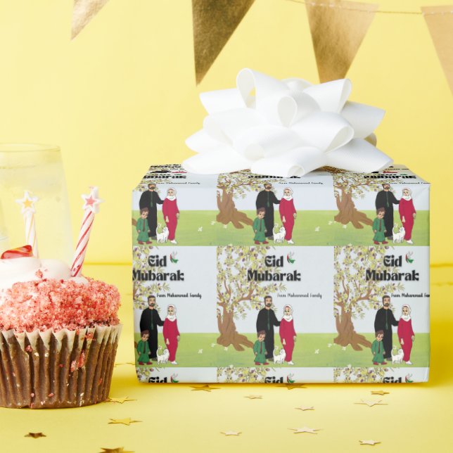 Personalized Eid Mubarak Free Palestine Theme Wrapping Paper (Birthday Party)