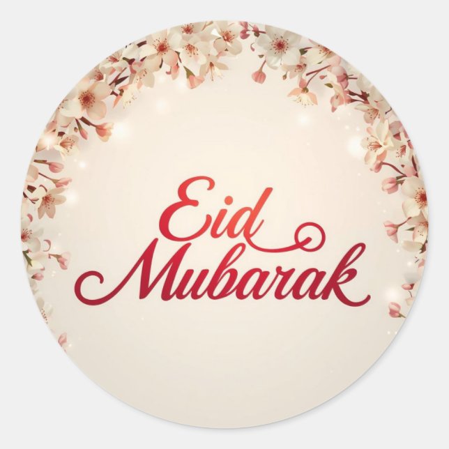 Personalized Eid Mubarak Muslim Classic  Classic Round Sticker (Front)
