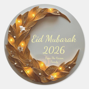 Personalized Eid Mubarak Muslim modern Classic  Classic Round Sticker