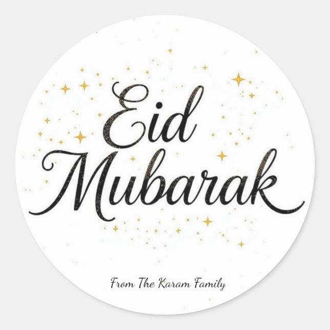 Personalized Eid Mubarak Muslim modern Classic  Round Sticker (Front)