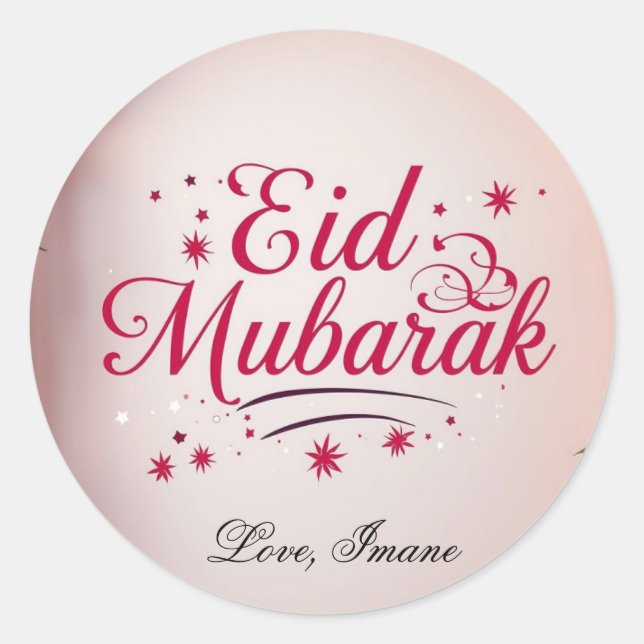 Personalized Eid Mubarak Round Stickers (Front)