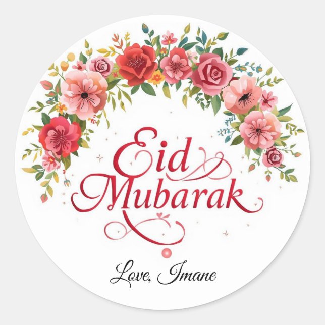 Personalized Eid Mubarak Round Stickers (Front)