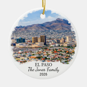 Personalized El Paso Ornament, Custom Texas Ceramic Tree Decoration