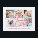 Personalized Elagant Script 6 photos Universal Postcard<br><div class="desc">Personalized 6 family photos Universal eyecatching red Greetings Postcards featuring a stylish photo collage with 6 customized images,  your greetings message in elegant chic handwritten script font,  your name,  date,  year,  message on the back in a modern and simple sans serif font.</div>