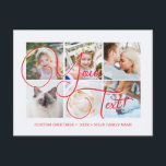 Personalized Elagant Script 6 photos Universal Postcard<br><div class="desc">Personalized 6 family photos Universal eyecatching red Greetings Postcards featuring a stylish photo collage with 6 customized images,  your greetings message in elegant chic handwritten script font,  your name,  date,  year,  message on the back in a modern and simple sans serif font.</div>