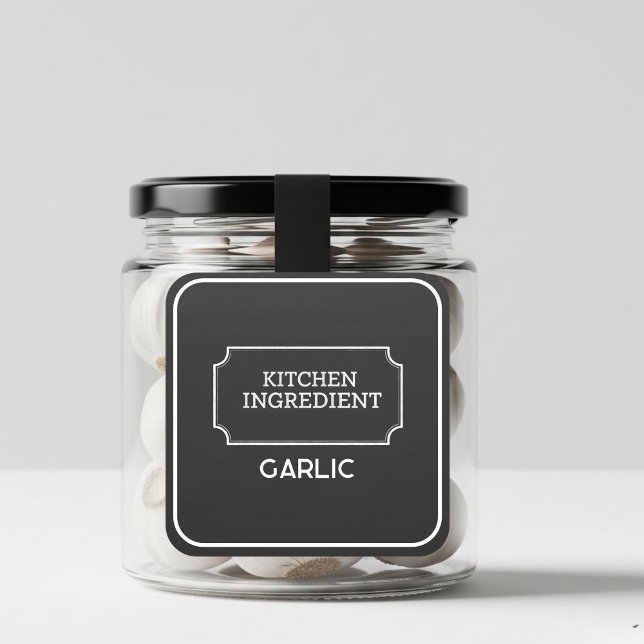 Personalized Elegant Black Square Food Labels  (Creator Uploaded)