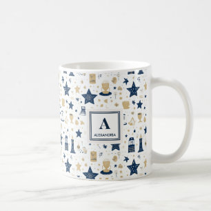 Personalized Elegant Blue & Gold Stars Pattern(12) Coffee Mug