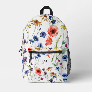 Personalized Elegant Boho Floral Wildflower Printed Backpack