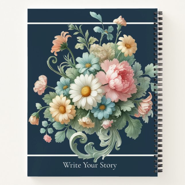 Personalized Elegant Botanical Floral Watercolor Notebook (Back)