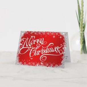 PERSONALIZED Elegant Brilliant Red Merry Christmas Holiday Card