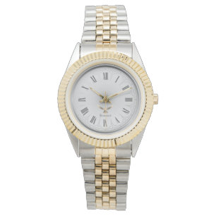 Personalized Elegant Christian Dove Two-Tone Dress Watch
