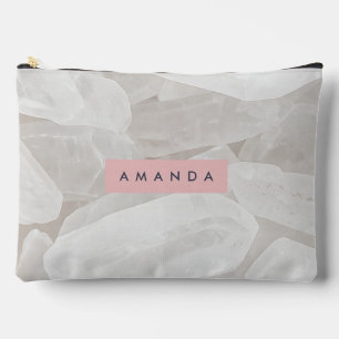 Personalized Elegant Clear Quartz Crystal Accessory Pouch