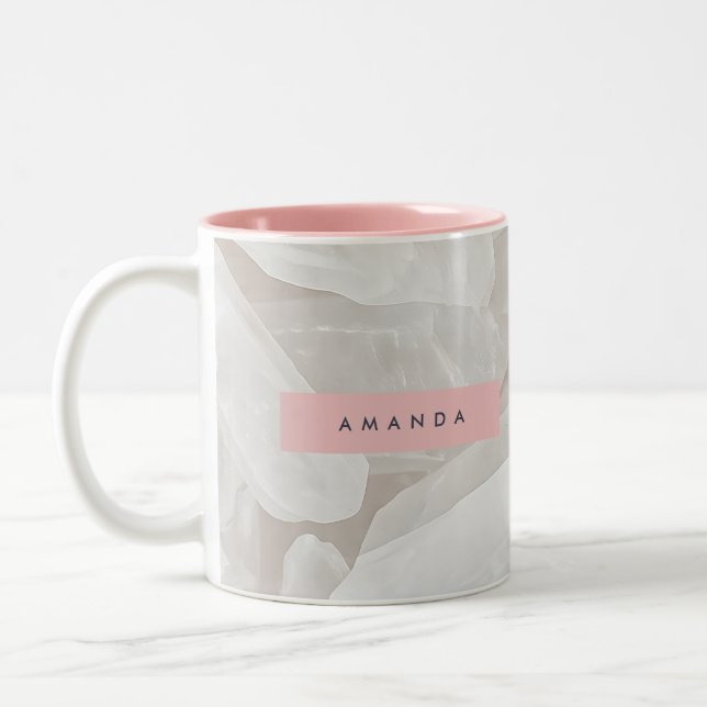 Personalized Elegant Clear Quartz Crystal Two-Tone Coffee Mug (Left)