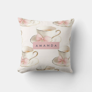 Personalized Elegant Coquette Pattern Tea Cup Cushion