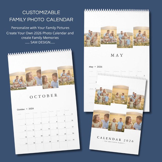 Personalized Elegant Family Memories Wall Calendar (Creator Uploaded)