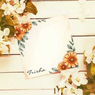 Personalized Elegant Floral Autumn Notepad 