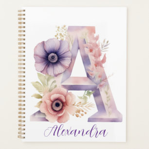 Personalized Elegant Floral Monogram Notebook Planner