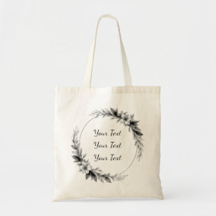 Personalized Elegant Floral Wreath Tote