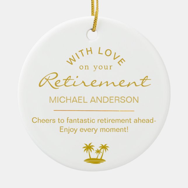  Personalized Elegant Gold Retirement Keepsake Ceramic Tree Decoration (Front)
