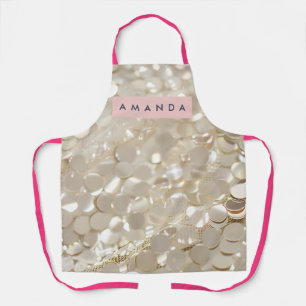 Personalized Elegant Gold Sequin Glam Apron
