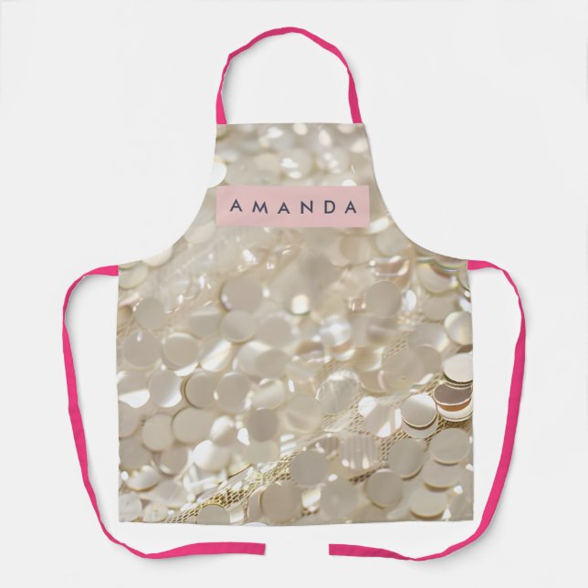 Personalized Elegant Gold Sequin Glam Apron (Front)
