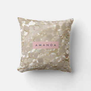 Personalized Elegant Gold Sequin Glam Cushion