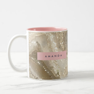 Personalized Elegant Gold Sparkle Two-Tone Coffee Mug