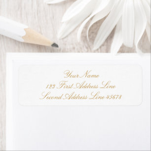 Personalized Elegant Gold & White Return Address