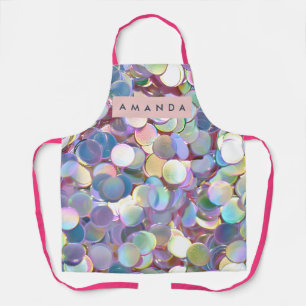 Personalized Elegant Iridescent Confetti  Apron