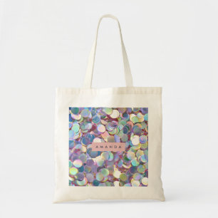 Personalized Elegant Iridescent Confetti Tote Bag