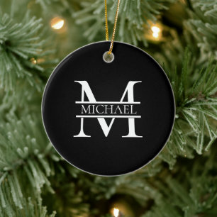 Personalized Elegant Monogram and Name Ceramic Tree Decoration