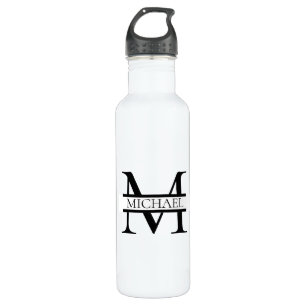 Personalized Elegant Monogram and Name White 710 Ml Water Bottle