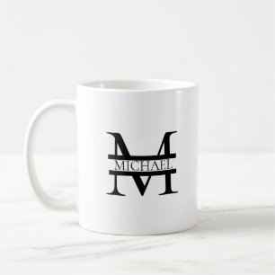 Personalized Elegant Monogram and Name White Coffee Mug