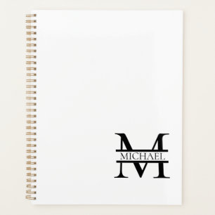 Personalized Elegant Monogram and Name White Planner